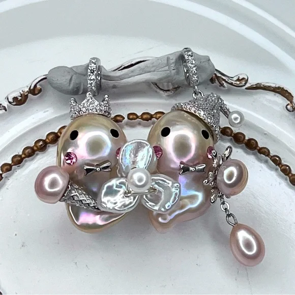 Handmade S925 SS Premium Flameball Pearl Boy Girl Character Detachable Pendant